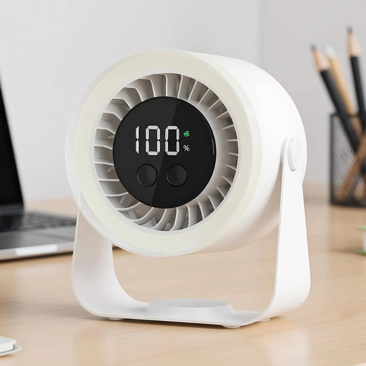 Table Fan Ultra-Quiet 10 Speeds USB-C Rechargeable