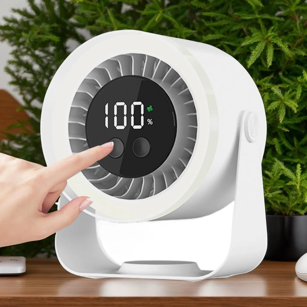 Table Fan Ultra-Quiet 10 Speeds USB-C Rechargeable