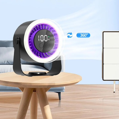Table Fan Ultra-Quiet 10 Speeds USB-C Rechargeable