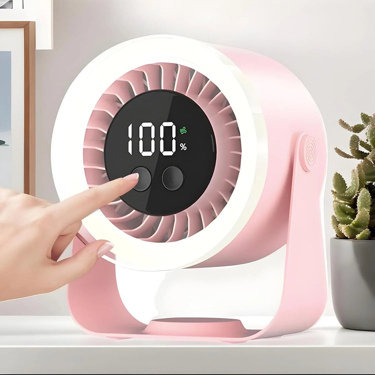 Table Fan Ultra-Quiet 10 Speeds USB-C Rechargeable