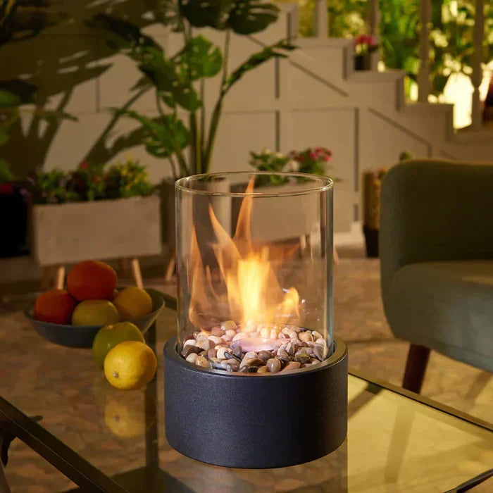 Table Fireplace Glass Cylinder Refillable Bio Ethanol