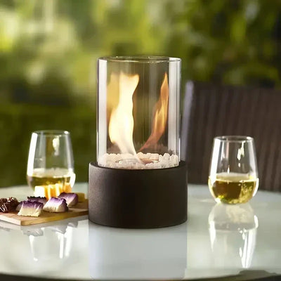 Table Fireplace Glass Cylinder Refillable Bio Ethanol