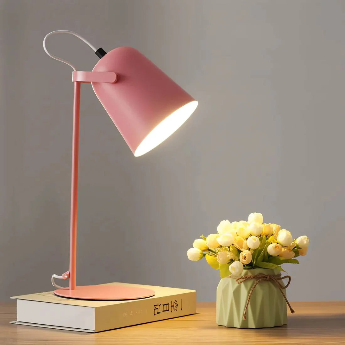 Table Lamp Adjustable Tilt & Rotating Shade Iron Base