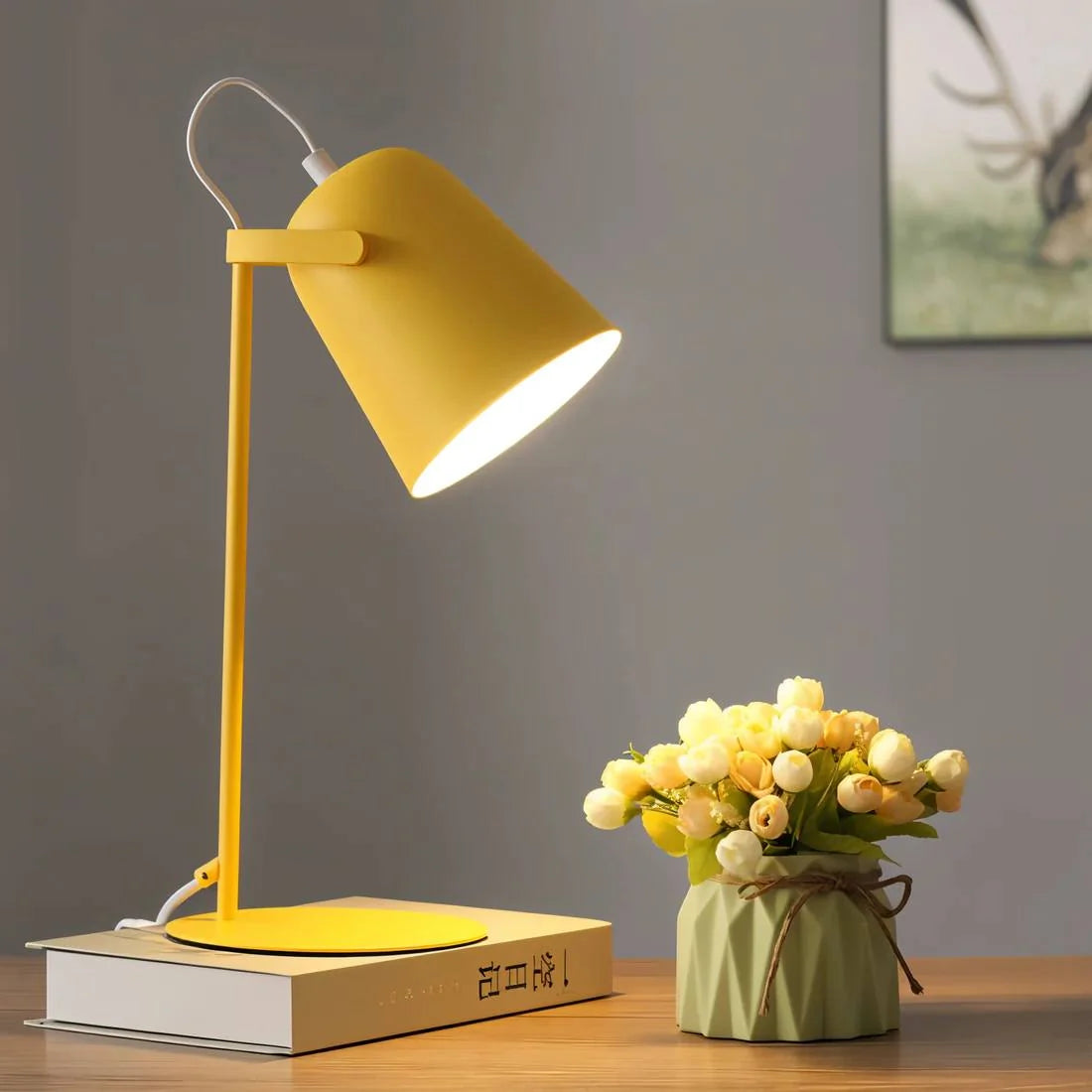 Table Lamp Adjustable Tilt & Rotating Shade Iron Base