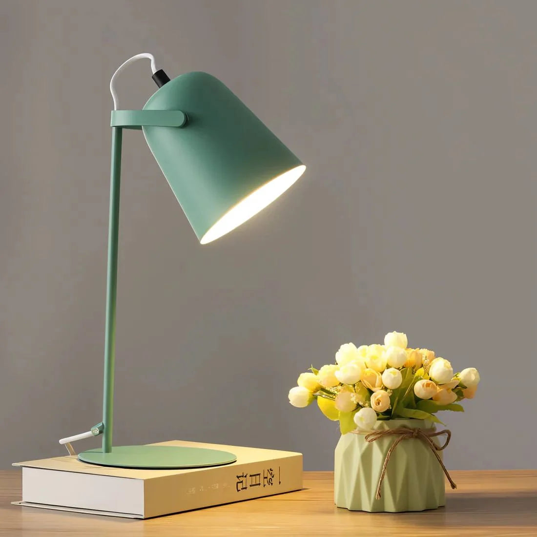Table Lamp Adjustable Tilt & Rotating Shade Iron Base