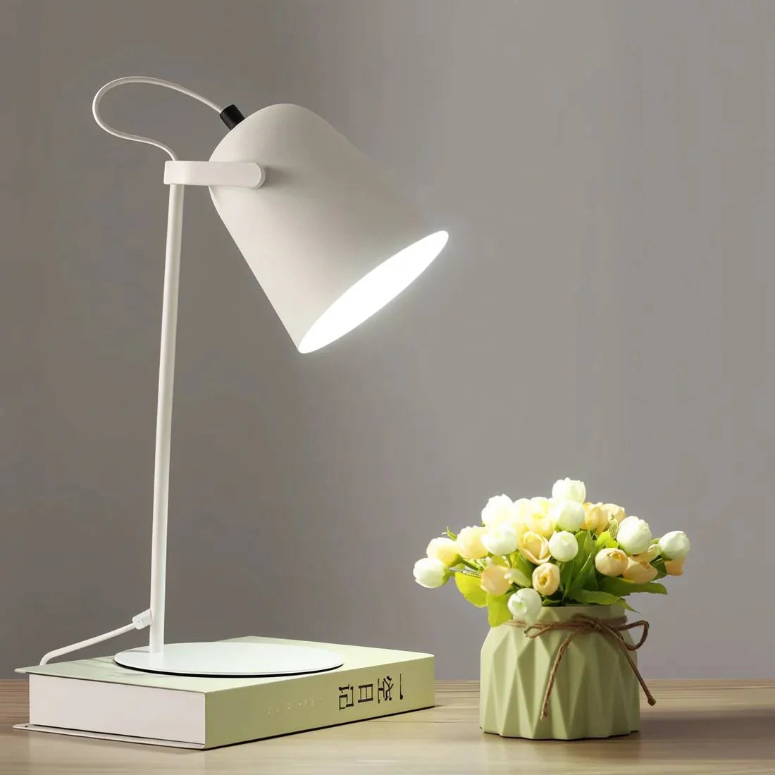 Table Lamp Adjustable Tilt & Rotating Shade Iron Base
