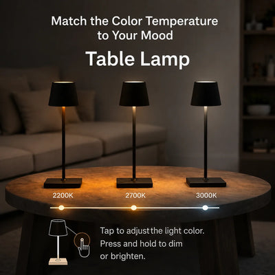Table Lamp Cordless Touch Dimmer USB-C Rechargeable & Portable