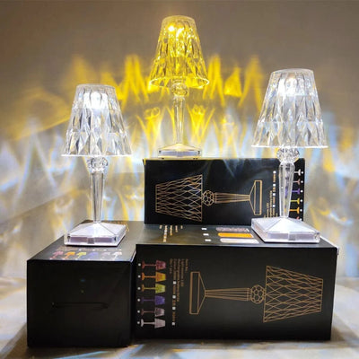 Table Lamp Diamond-Pattern Acrylic LED Touch & USB Powered
