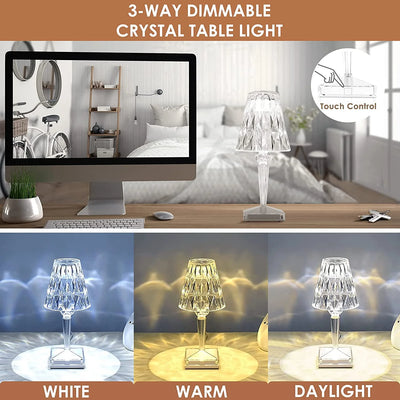 Table Lamp Diamond-Pattern LED Touch & USB Powered