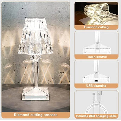 Table Lamp Diamond-Pattern LED Touch & USB Powered