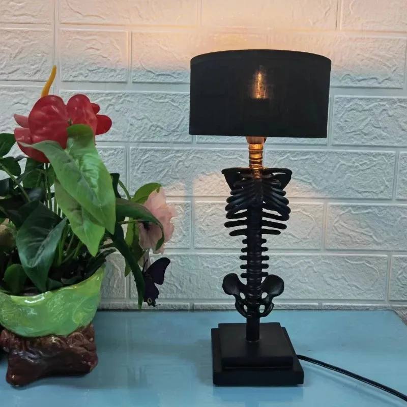 Table Lamp Gothic Skeleton Handcrafted Warm Ambient Lighting