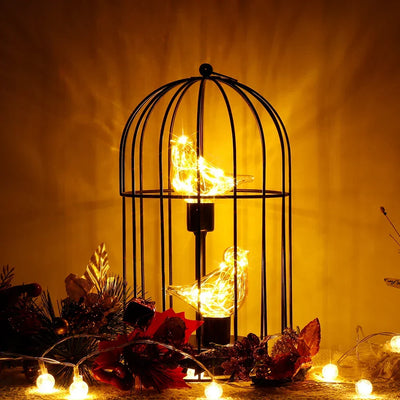 Table Lamp Metal Birdcage Warm White Lights