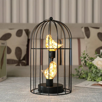 Table Lamp Metal Birdcage Warm White Lights
