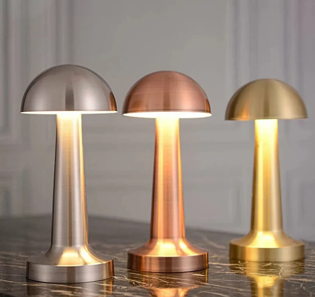 Table Lamp Mushroom Design 3-Color Dimmable USB Rechargeable