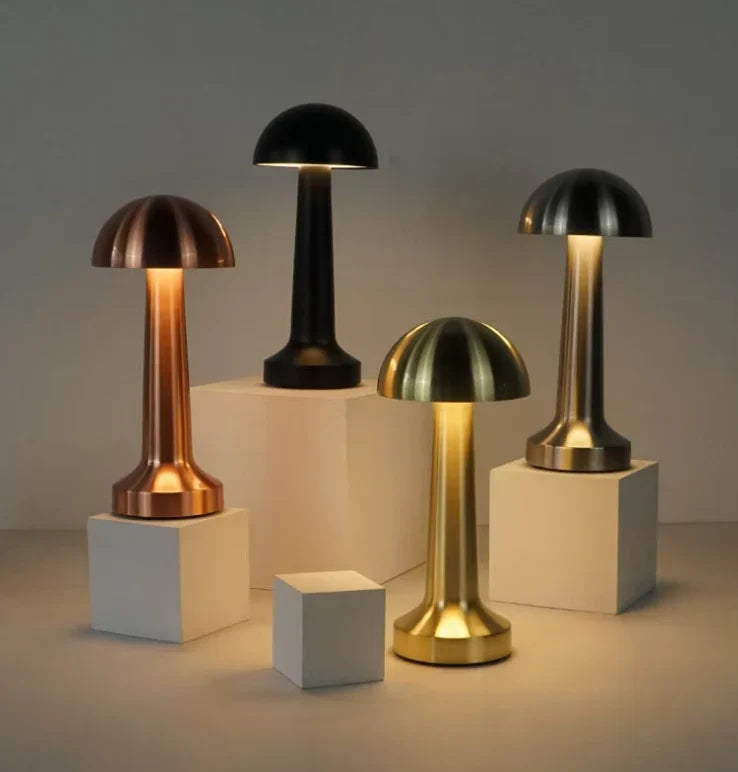 Table Lamp Mushroom Design 3-Color Dimmable USB Rechargeable