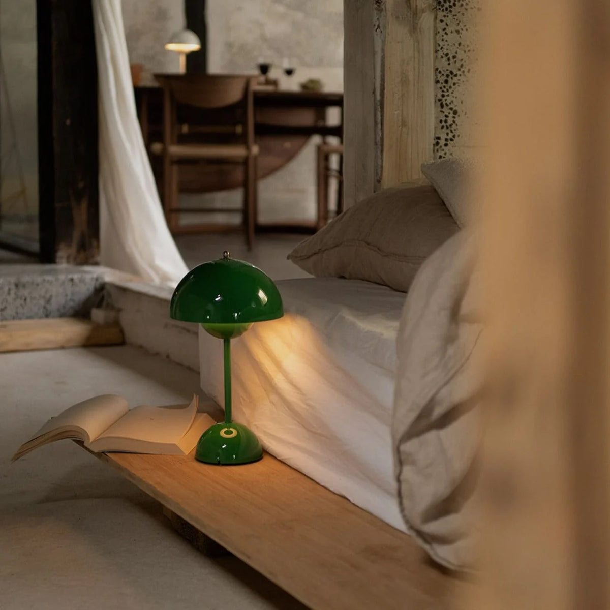 Table Lamp Mushroom Design Rechargeable Touch Dimmable