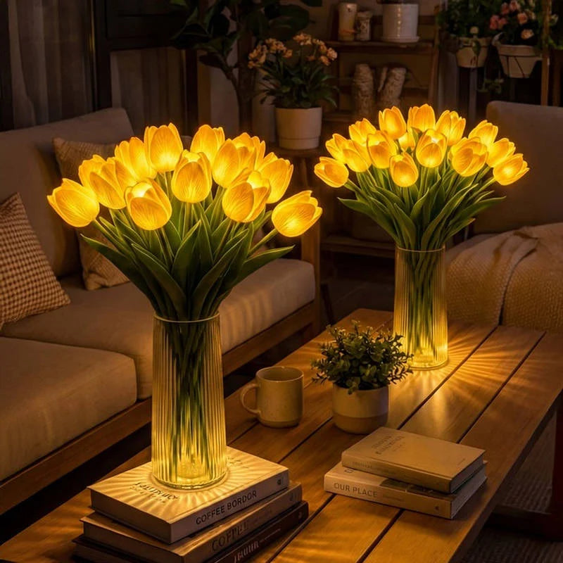 Table Lamp Real Touch Tulips Battery Operated