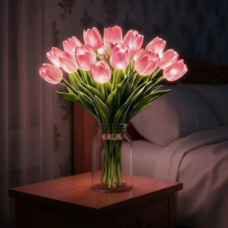 Table Lamp Real Touch Tulips Battery Operated