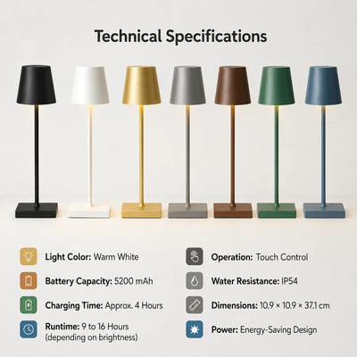 Table Lamp Rechargeable USB-C Touch Dimmable