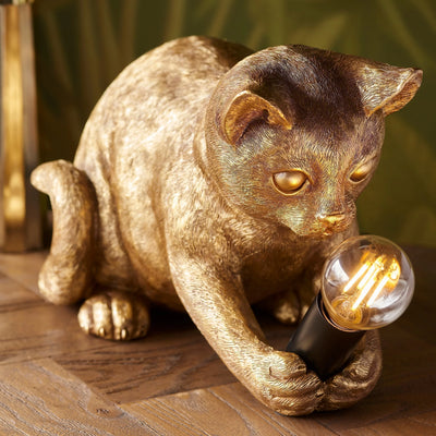 Table Lamp Resin Kitten Design Inline Switch