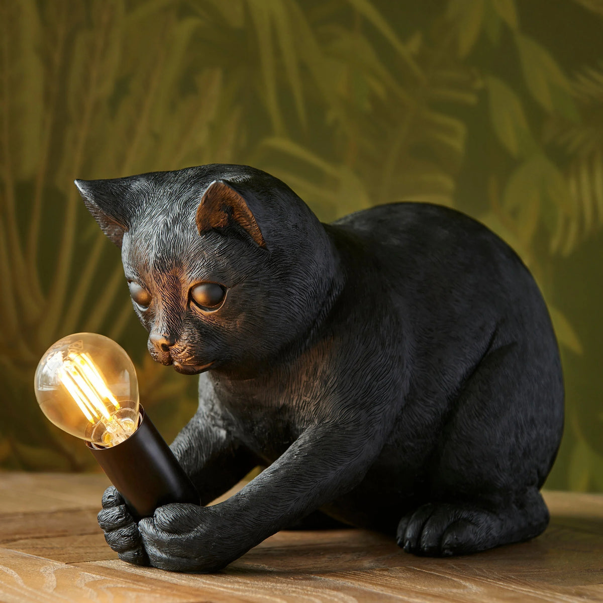 Table Lamp Resin Kitten Design Inline Switch