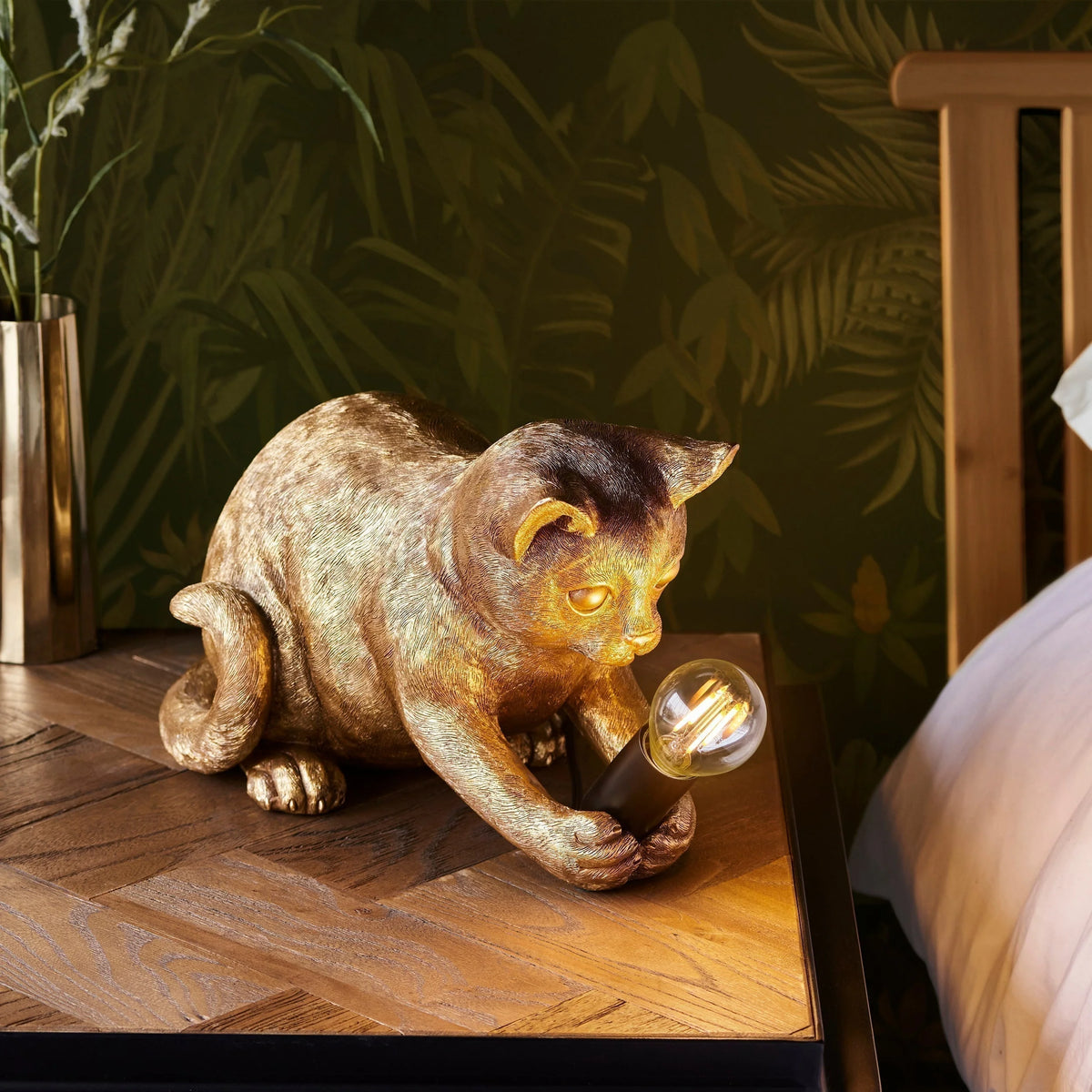Table Lamp Resin Kitten Design Inline Switch