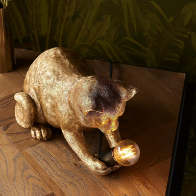 Table Lamp Resin Kitten Design Inline Switch