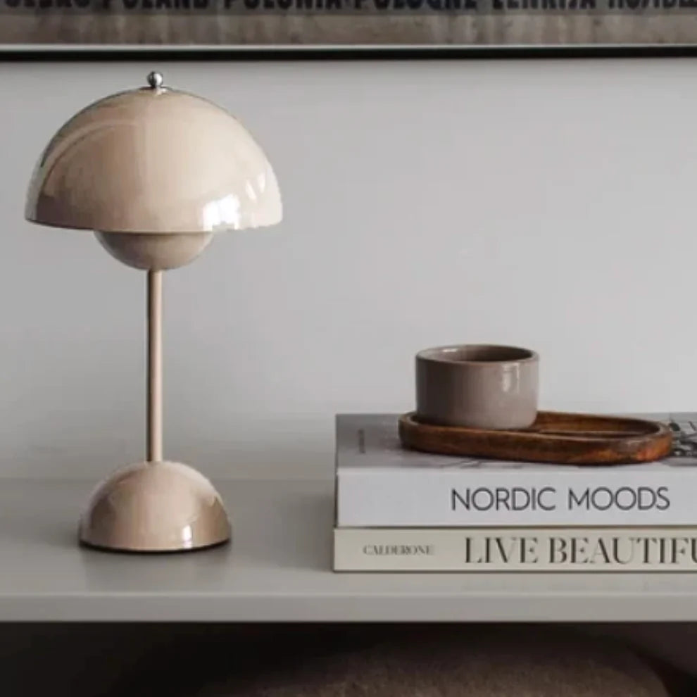 Table Lamp Retro Mushroom Wireless Rechargeable Touch Dimmable
