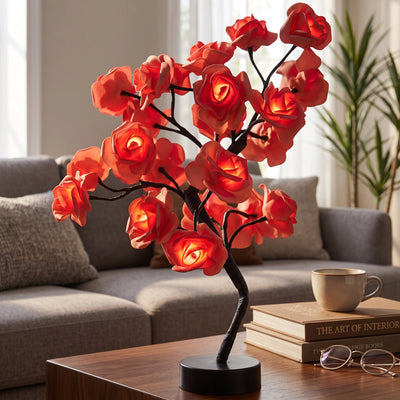 Table Lamp Rose Petal Design Warm LED Light