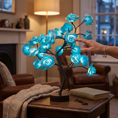 Table Lamp Rose Petal Design Warm LED Light