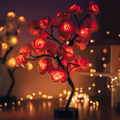 Table Lamp Rose Petal Design Warm LED Light