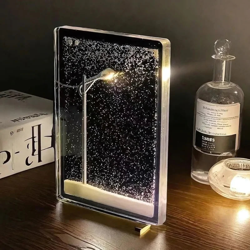 Table Lamp Snowfall Effect Warm Light