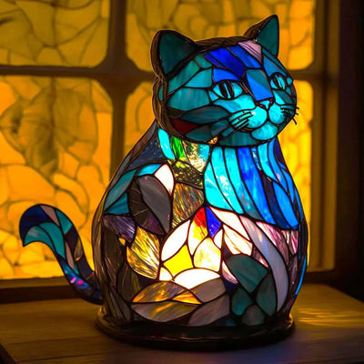 Table Lamp Stained Glass Mosaic Animal Motif