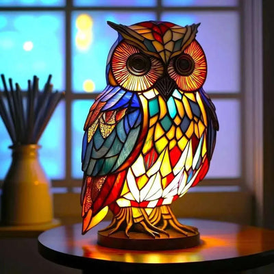 Table Lamp Stained Glass Mosaic Animal Motif