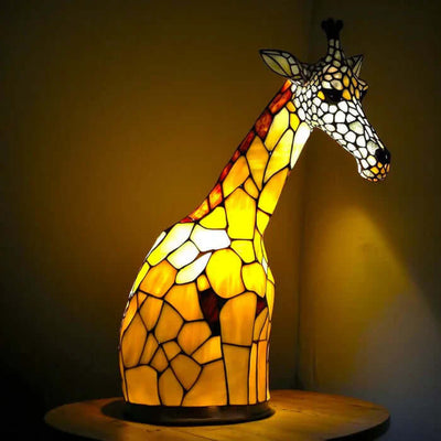 Table Lamp Stained Glass Mosaic Animal Motif