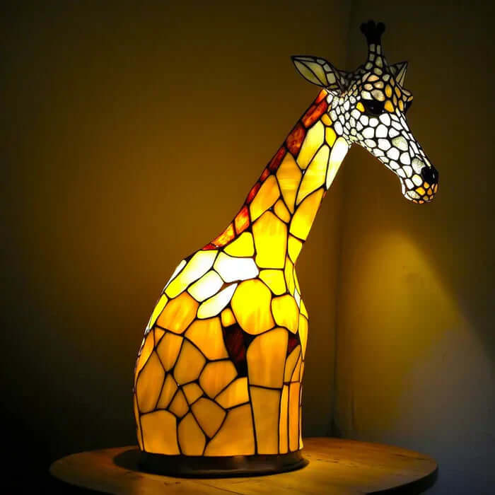 Table Lamp Stained Glass Mosaic Animal Motif