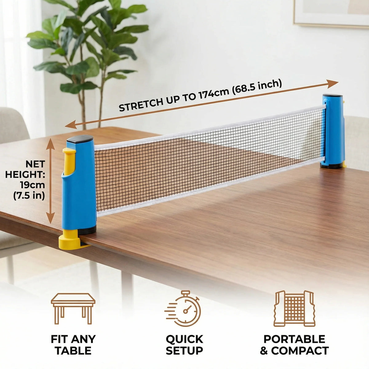 Table Tennis Net Retractable Adjustable Clamps