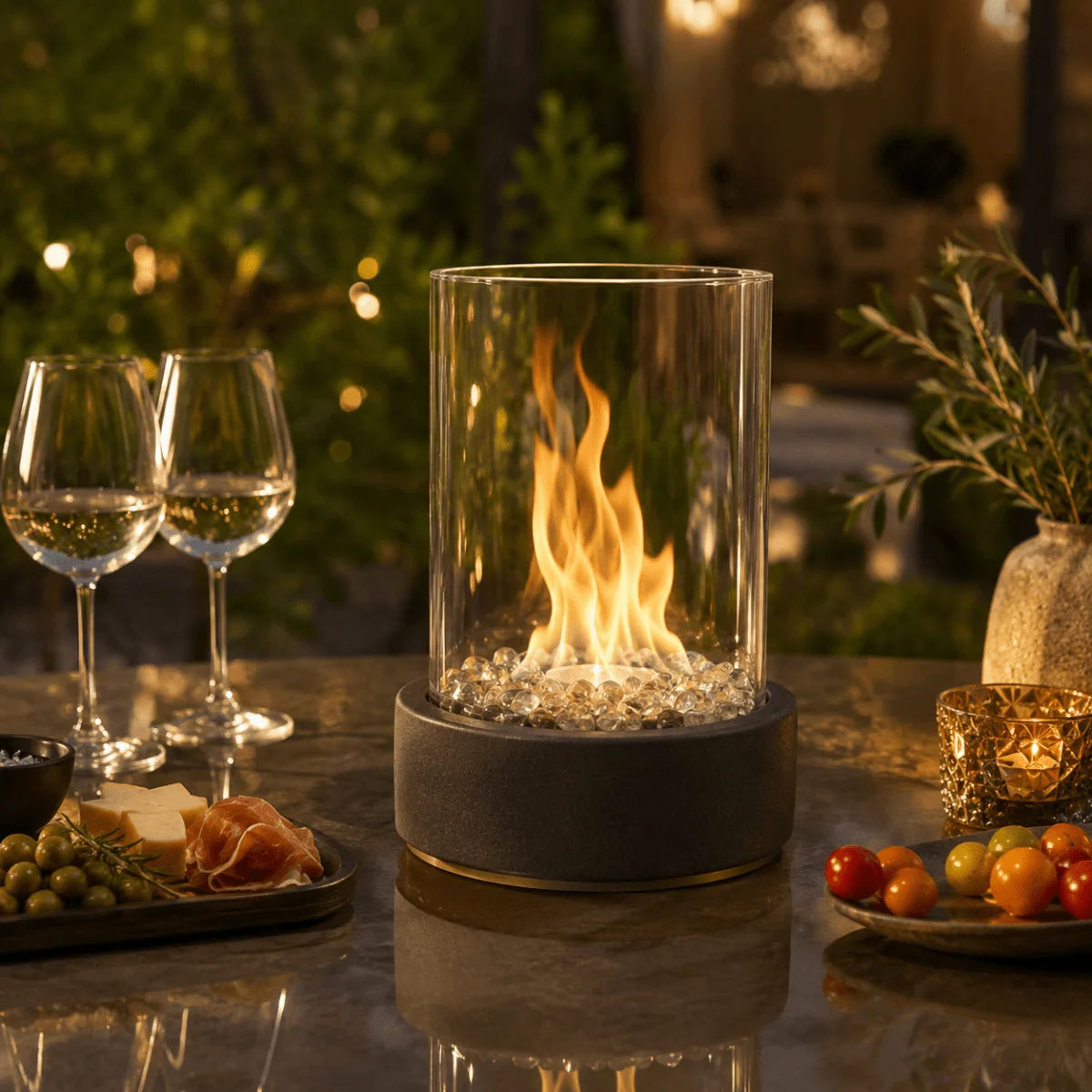 Tabletop Fireplace Bioethanol Fuel Heat-Resistant Glass Panels