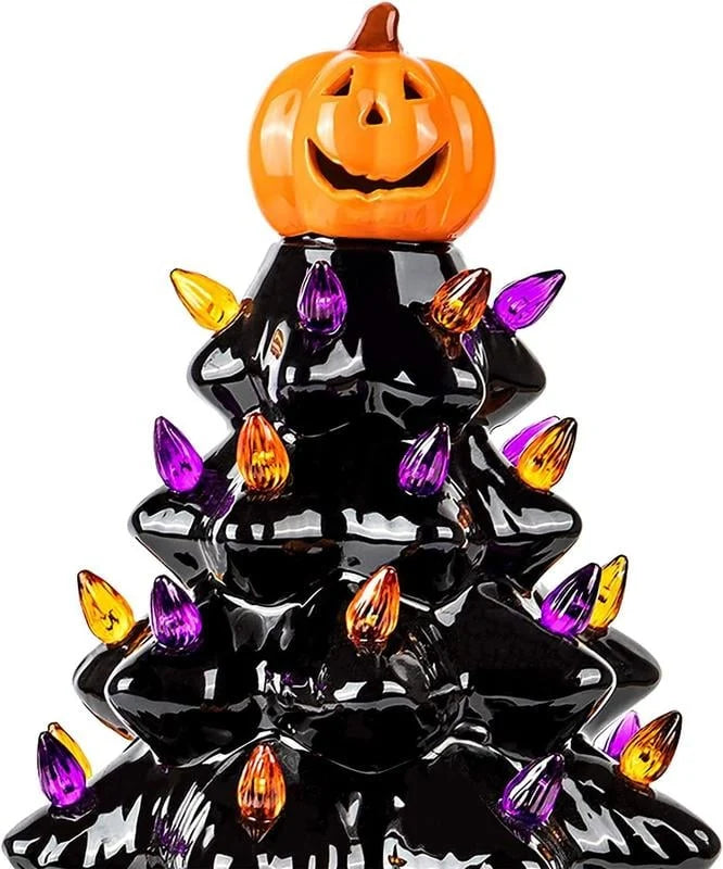 Tabletop LED Tree Battery-Powered Hand-Painted Glossy Resin