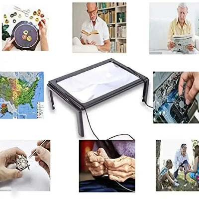 Tabletop Magnifier 3× Magnification LED Lights Foldable Design