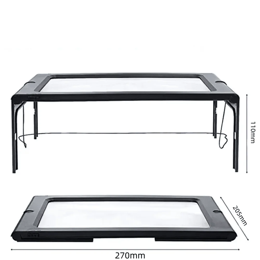 Tabletop Magnifier 3× Magnification LED Lights Foldable Design