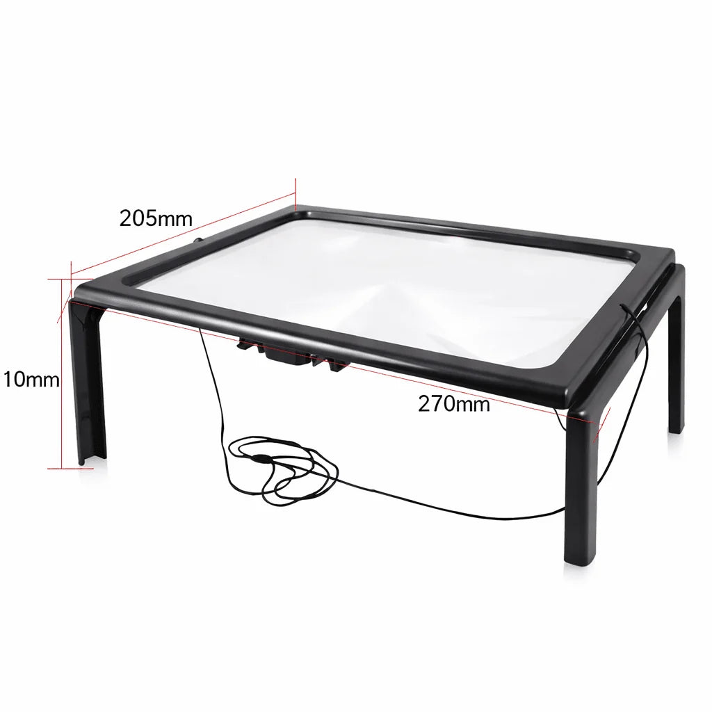 Tabletop Magnifier 3× Magnification LED Lights Foldable Design