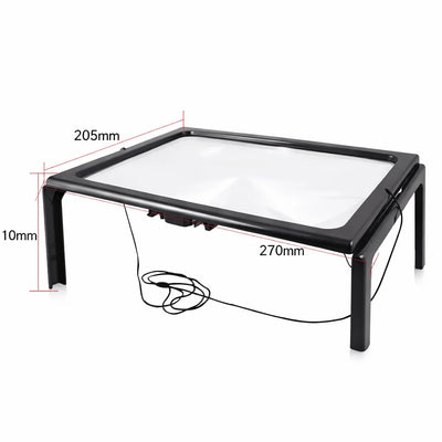 Tabletop Magnifier 3× Magnification LED Lights Foldable Design