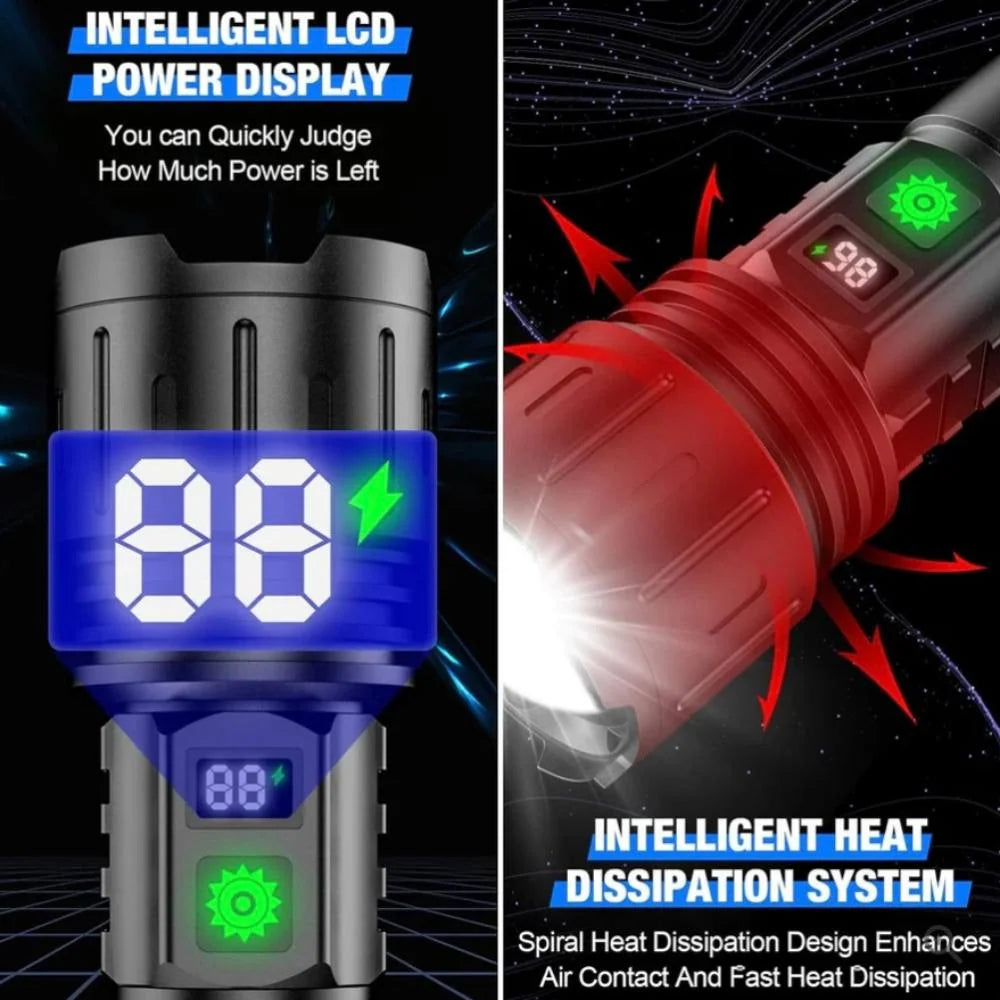 Tactical Flashlight 100000 Lumens Rechargeable Aluminum