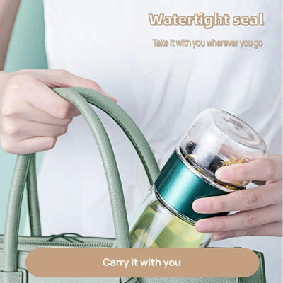 Tea Infuser Bottle Tilt-Brew Control Double-Wall Borosilicate