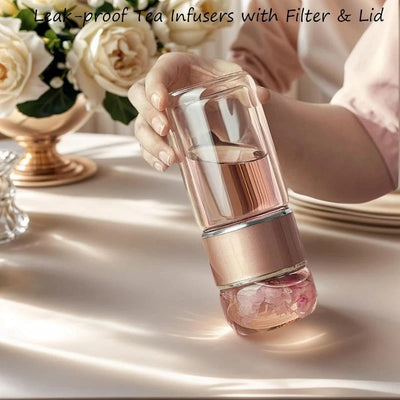 Tea Infuser Bottle Tilt-Brew Control Double-Wall Borosilicate