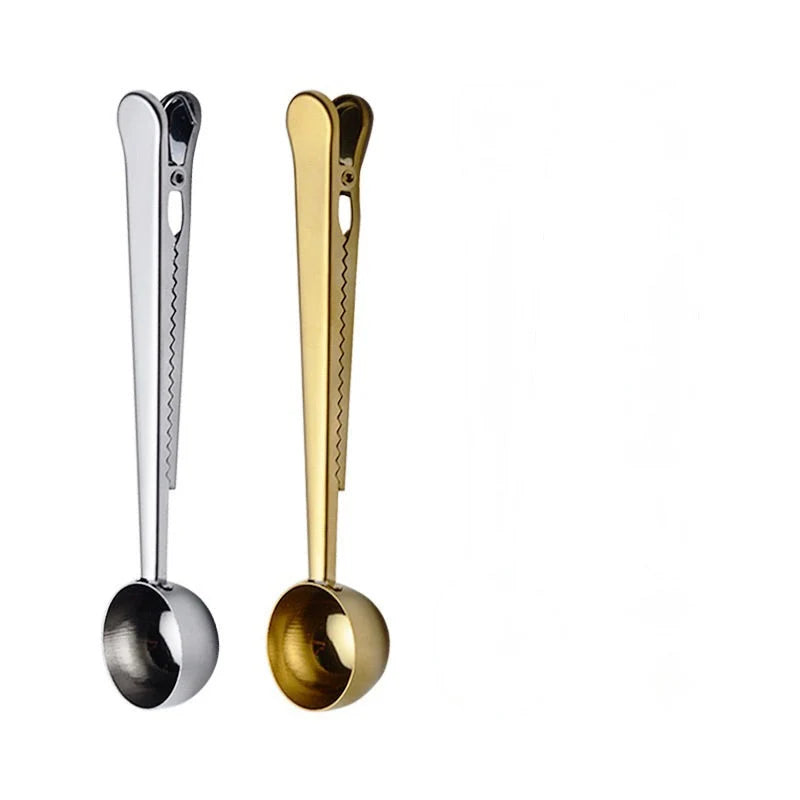 Tea Scoop & Bag Clip Stainless Steel Measured Teaspoon