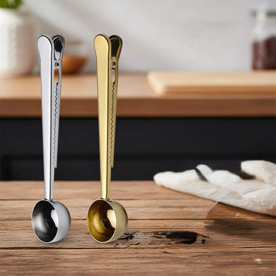 Tea Scoop & Bag Clip Stainless Steel Measured Teaspoon