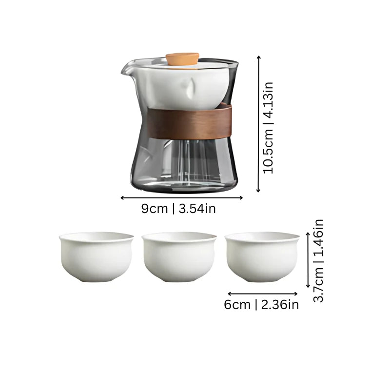 Teapot Set 360° Rotating Drip-Free Borosilicate Glass