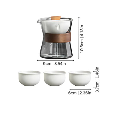 Teapot Set 360° Rotating Drip-Free Borosilicate Glass